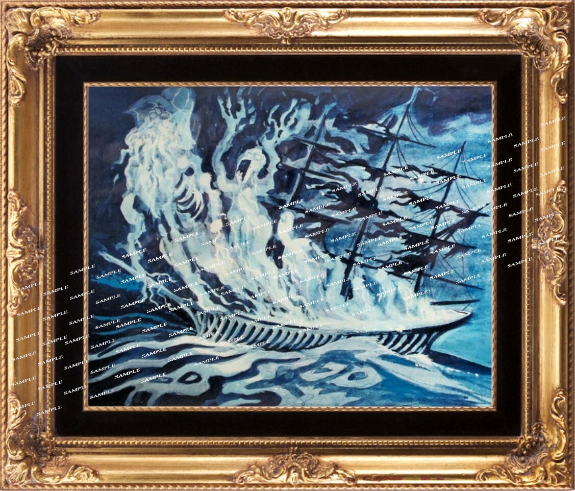 Disney Haunted Mansion ghost ship 11″ x 12.75″ Collector’s Painting Poster
