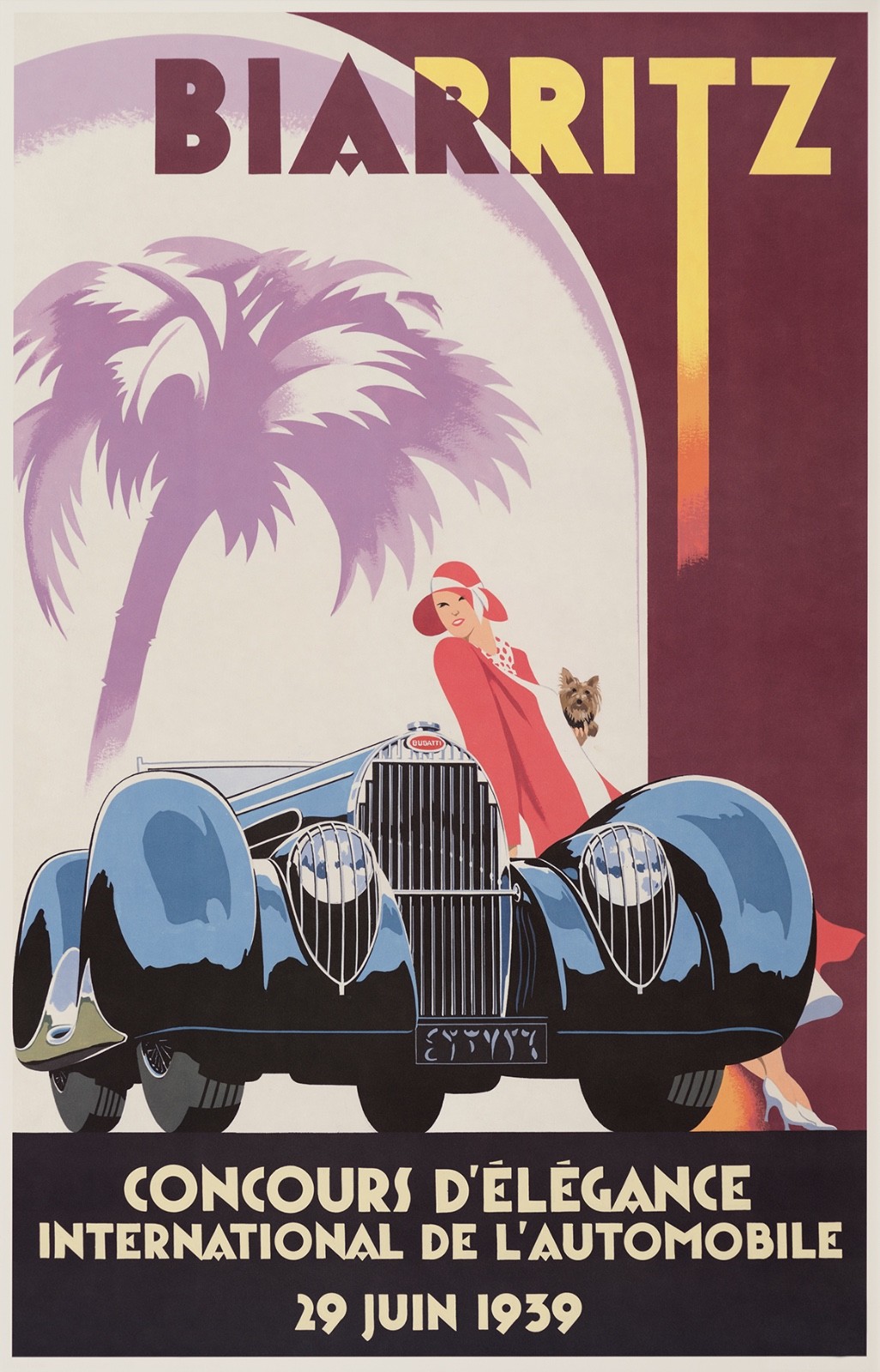 Biarritz 1939 International Auto Fair Vintage Art Deco Car Advertising Poster