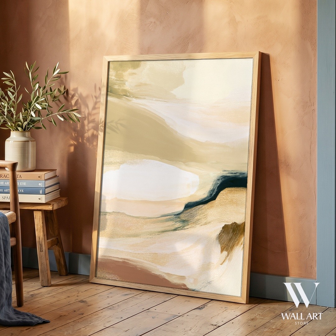 Beige Abstract Poster | Serene Wall Art | Living Room Decor