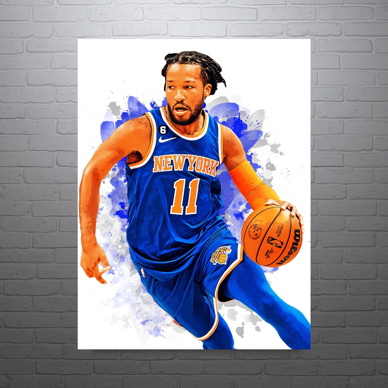Jalen Brunson New York Knicks Sports Art Print, Man Cave