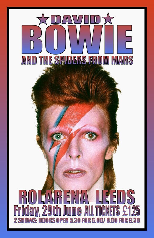 David Bowie 1973 Ziggy Stardust UK Concert Poster 11 X 17 Framed