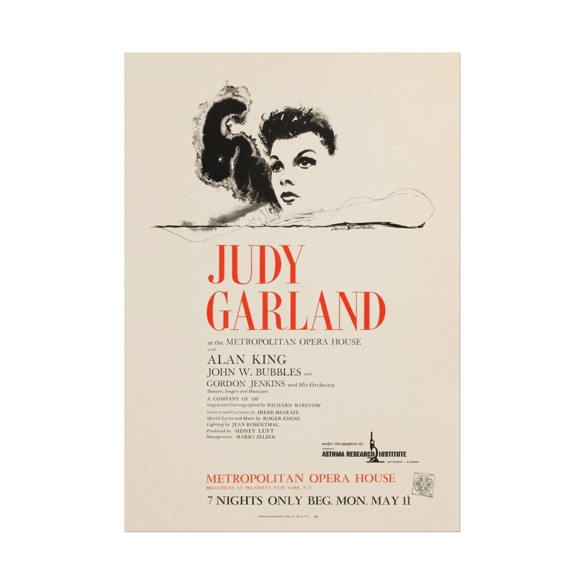 Judy Garland 1964 Metropolitan Opera Concert Poster Unframed 24×36