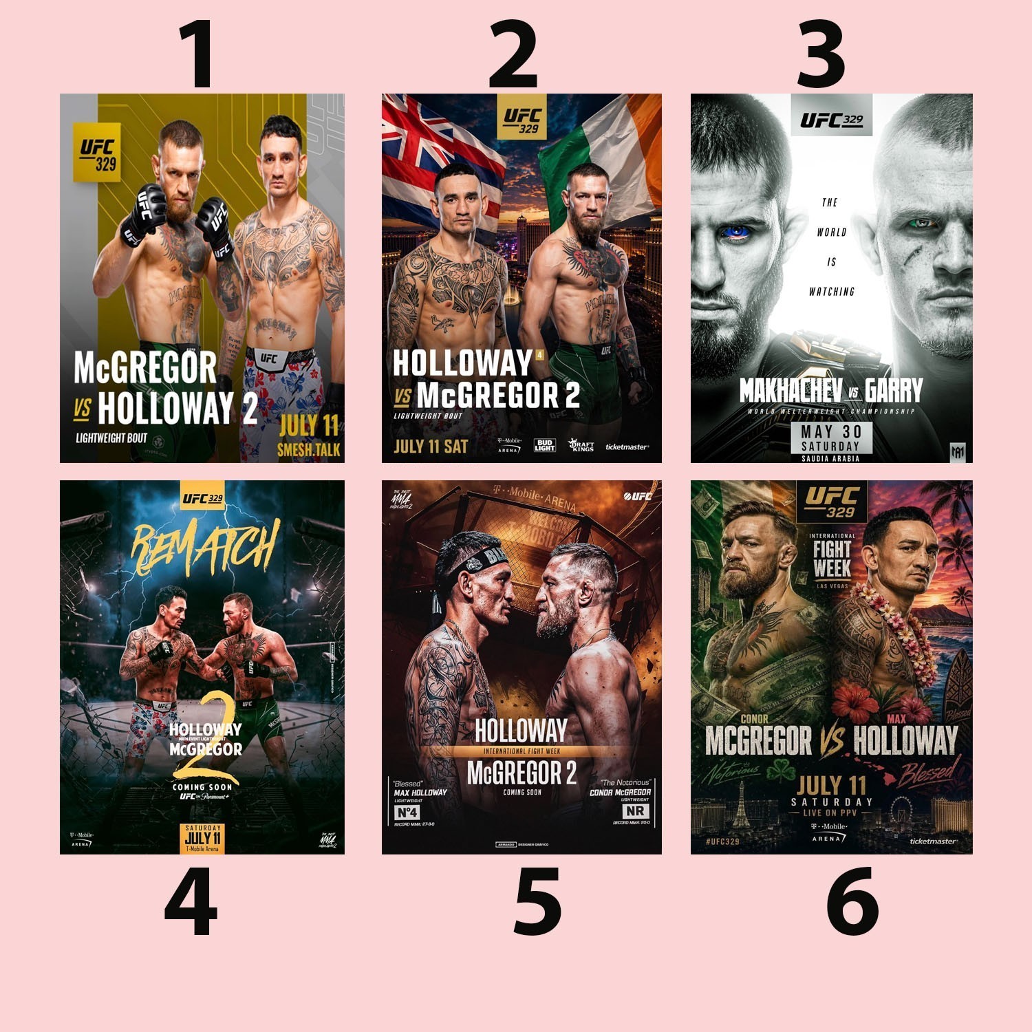 UFC 329 McGregor vs Holloway Fight Night MMA Poster