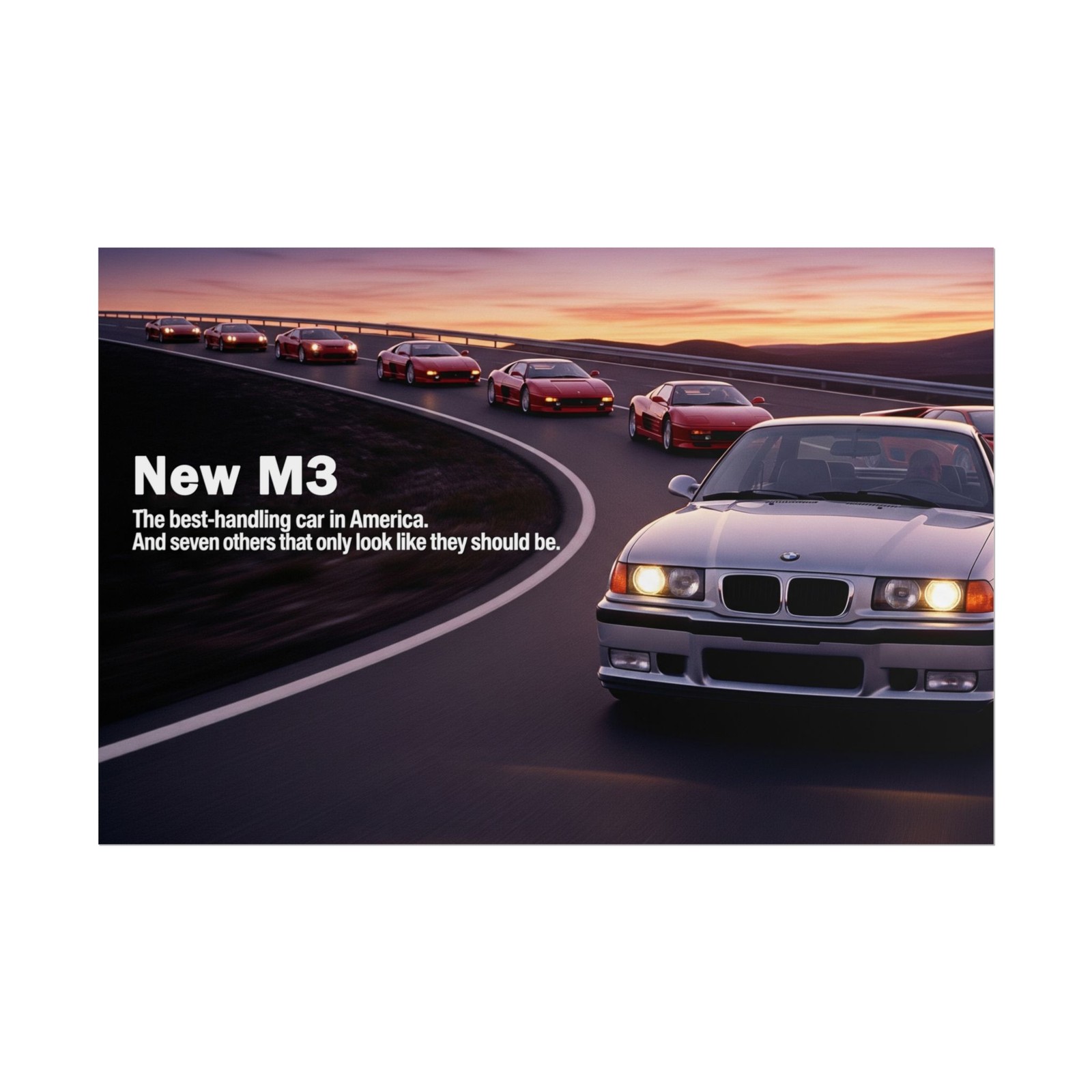 BMW M3 E36 Poster – Retro 90s Performance Car Wall Art Classic German Print