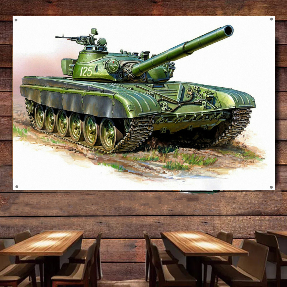 Soviet T-72A Medium Tank Wall Decor Banner Flag Armored Weapons Poster Mural