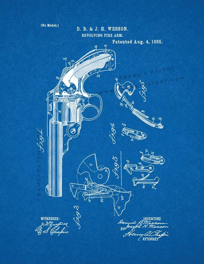 Wesson Revolving Fire Arm Patent Print Blueprint