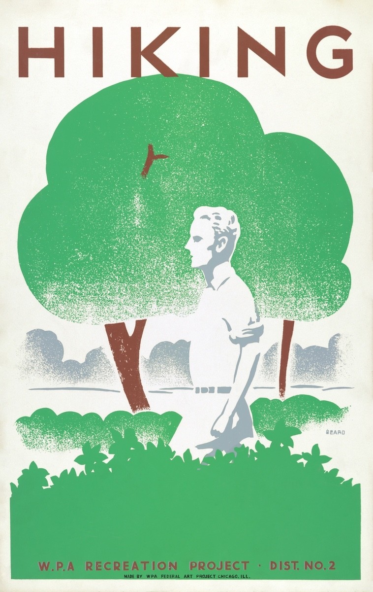 Hiking WPA Recreation Project 1939 Vintage National Park Poster Print Wall Art