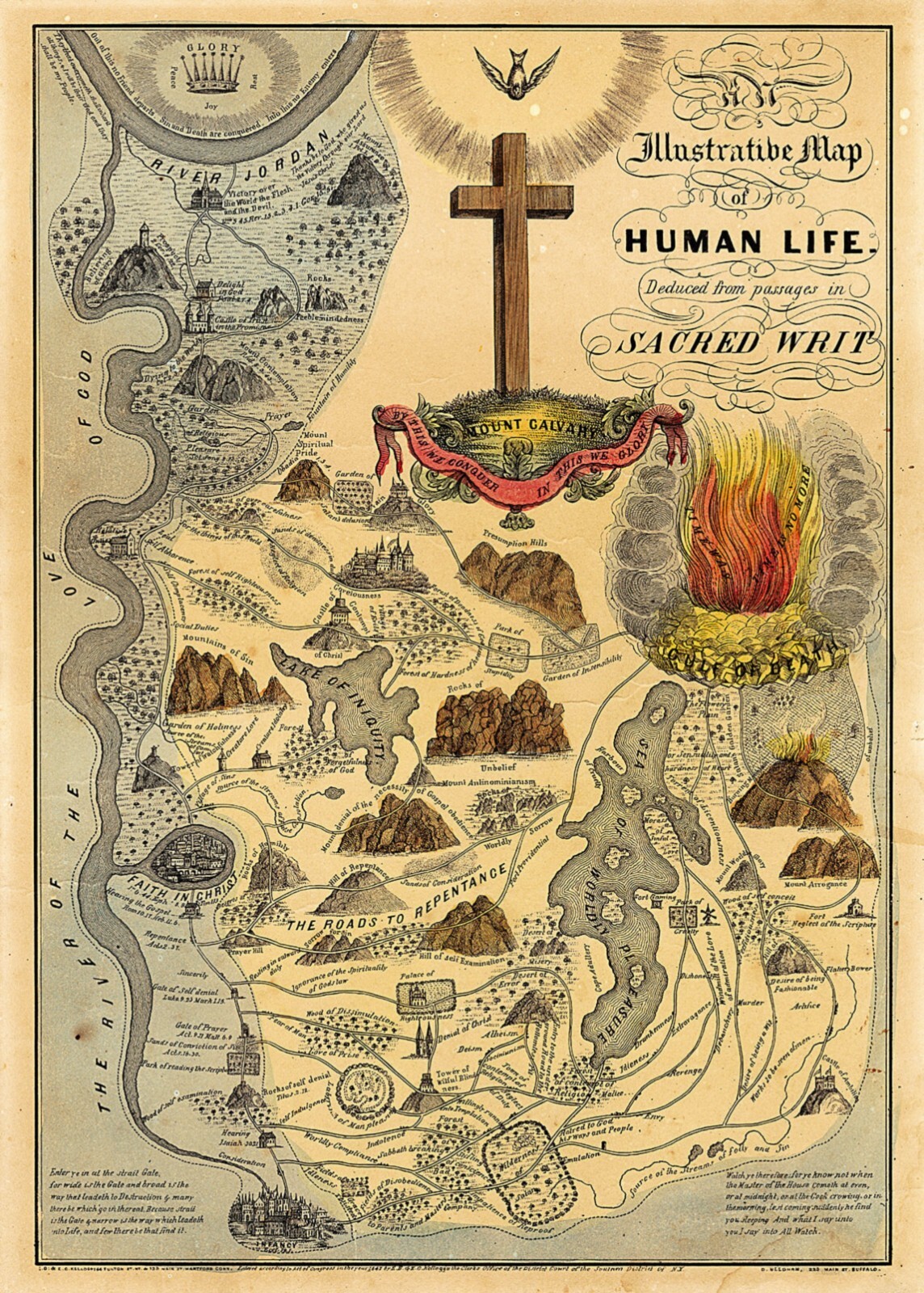 Illustrative Map, Human Life from Sacred Writ, Christian Bible Poster Art