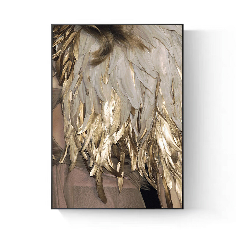 Abstract Nordic Style Feather Gold Color Poster Canvas Print Wall Art LivingRoom