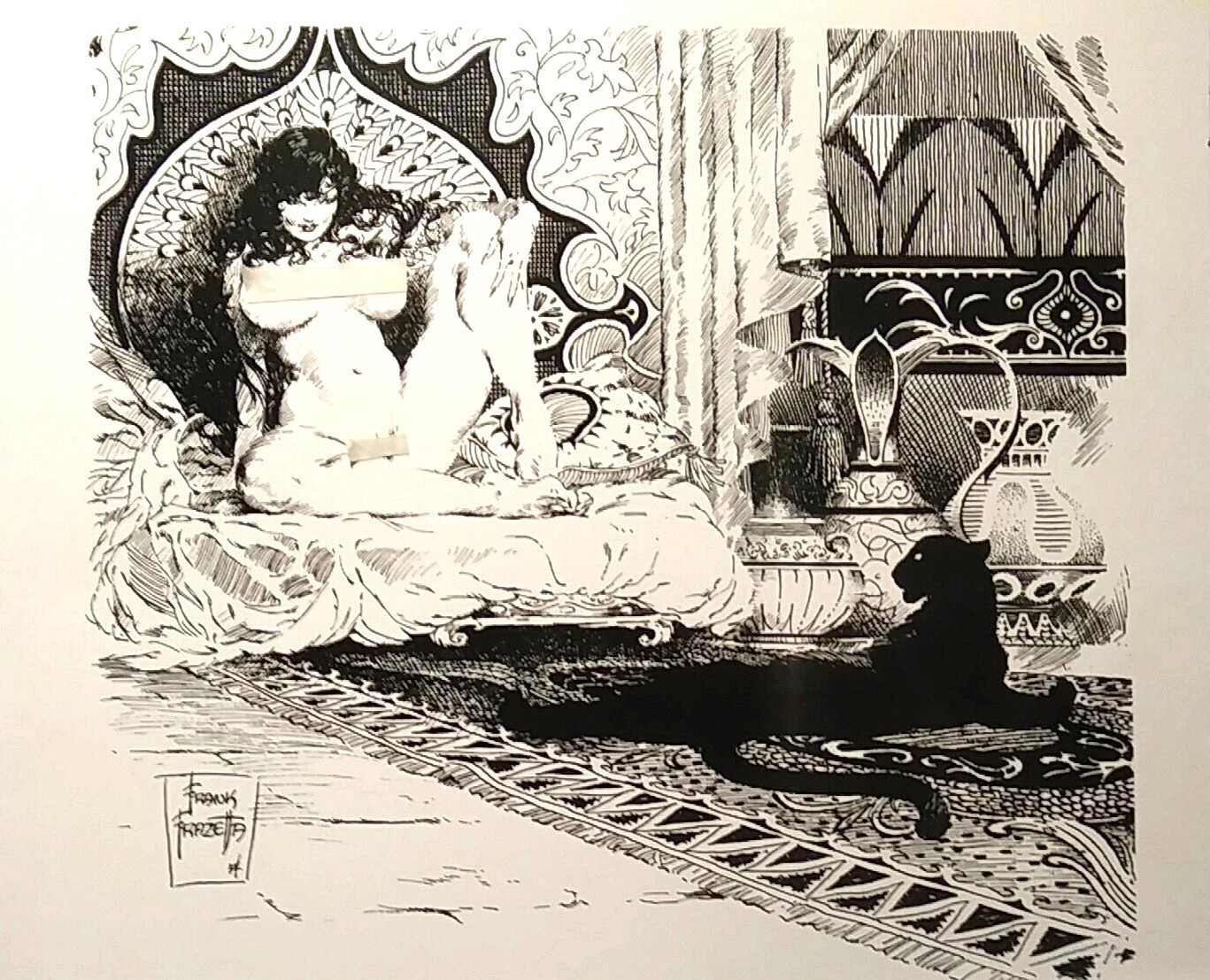 FRAZETTA “SHEBA WITH LEOPARD”, O.O.A.K. LIFESIZE STAT OF ’54 ORIGINAL, NEW, MINT
