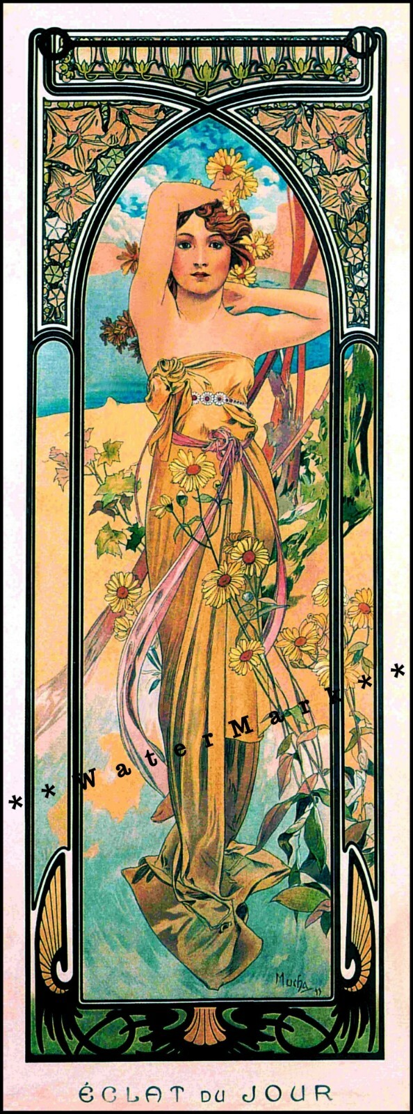 Brightness of the Day 1899 Times Of Day Vintage Poster Print Art Nouveau Mucha