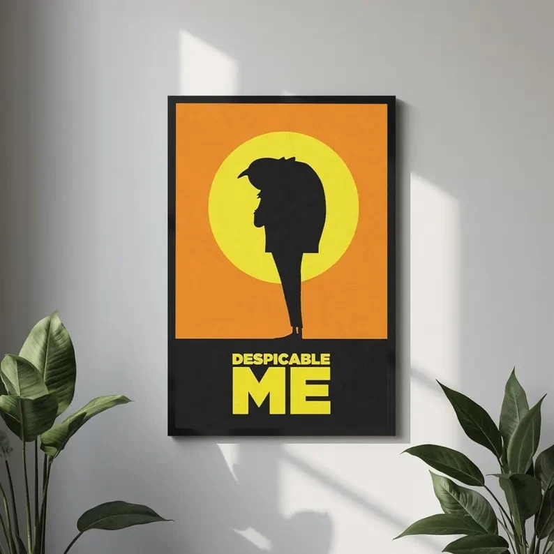 Despicable Me Poster | Gru Silhouette Wall Art | Minions Movie Minimal Aesthetic