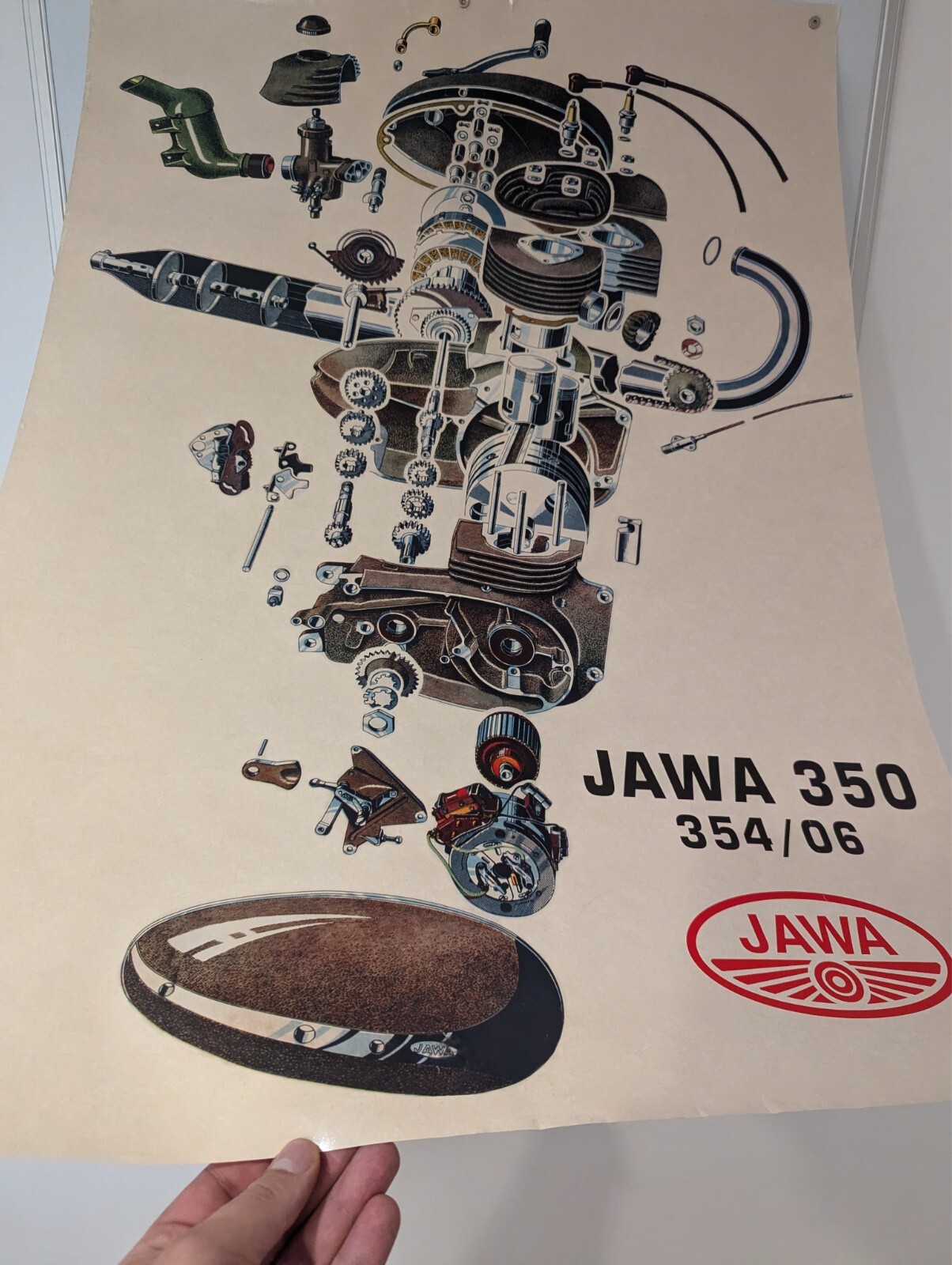 JAVA 350 Motor -100x70cm Technical center Java-ChZ – Original promotional Poster