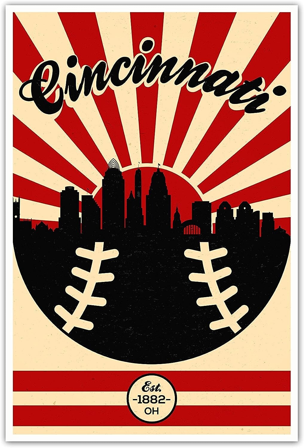 ArtsyCanvas Cincinnati Reds Vintage Baseball Poster (12″x18″)