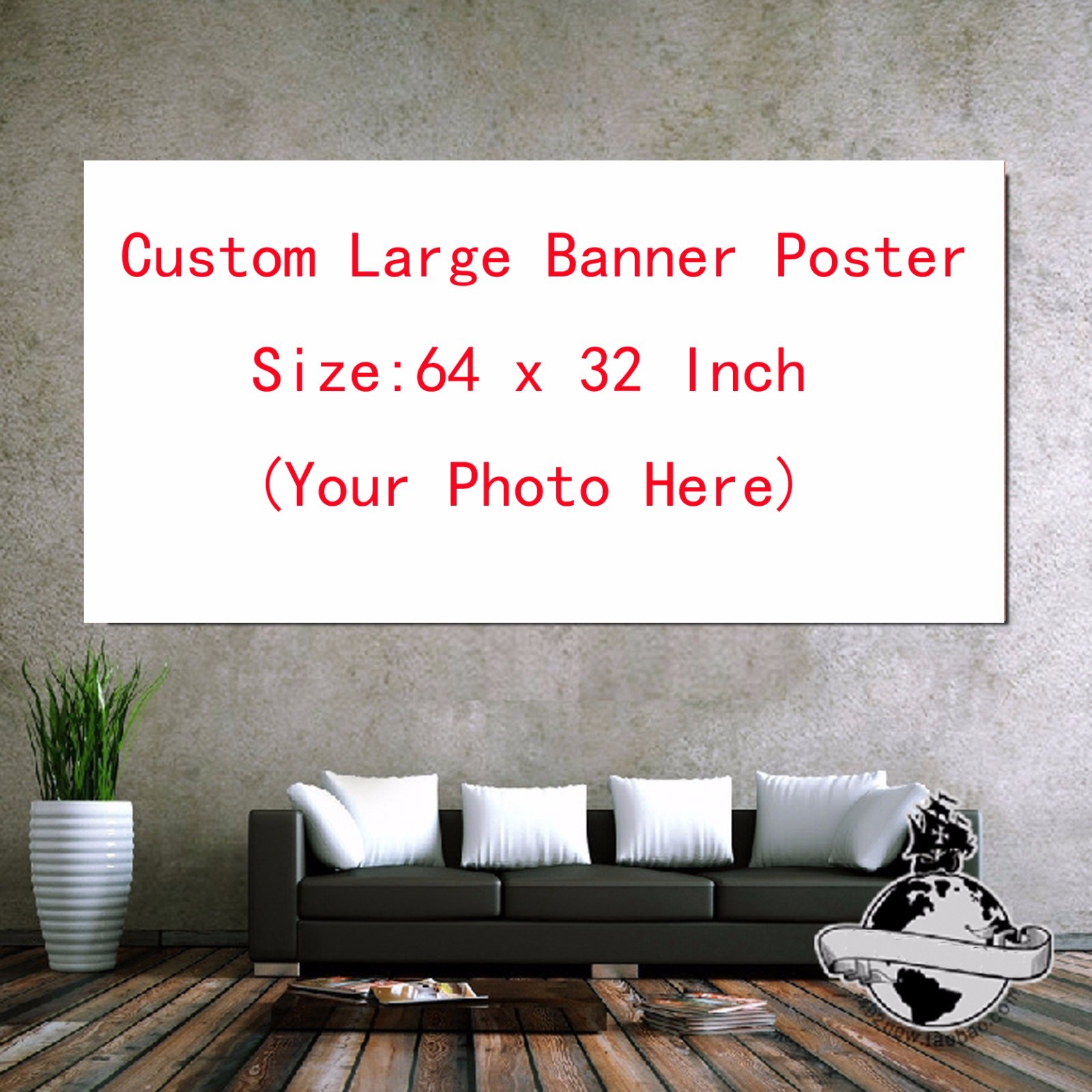 Custom Large Huge Big Banner Canvas Poster Size 64 x 32 Inch Printing Your Photo