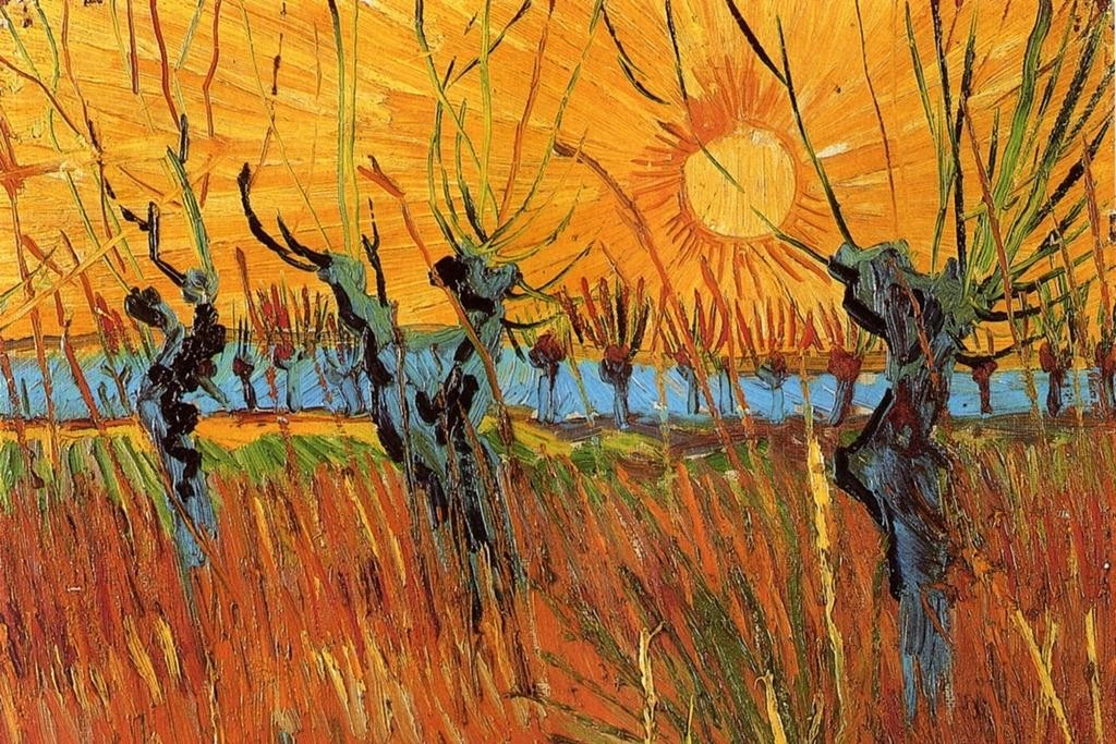 Vincent Van Gogh Willows Sunset Laminated Dry Erase Sign Poster 24×36