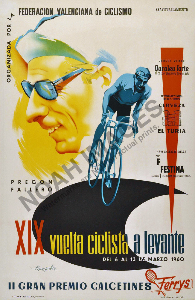 Valencia Cycling vintage bicycle race travel poster 12×18