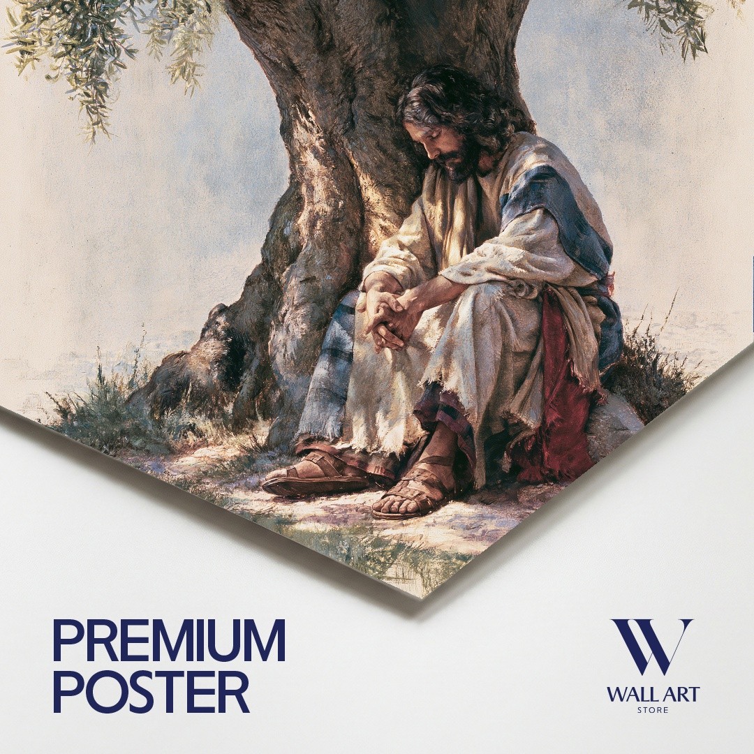 Contemplative Figure Realism Poster | Spiritual Wall Art | Living Room Decor
