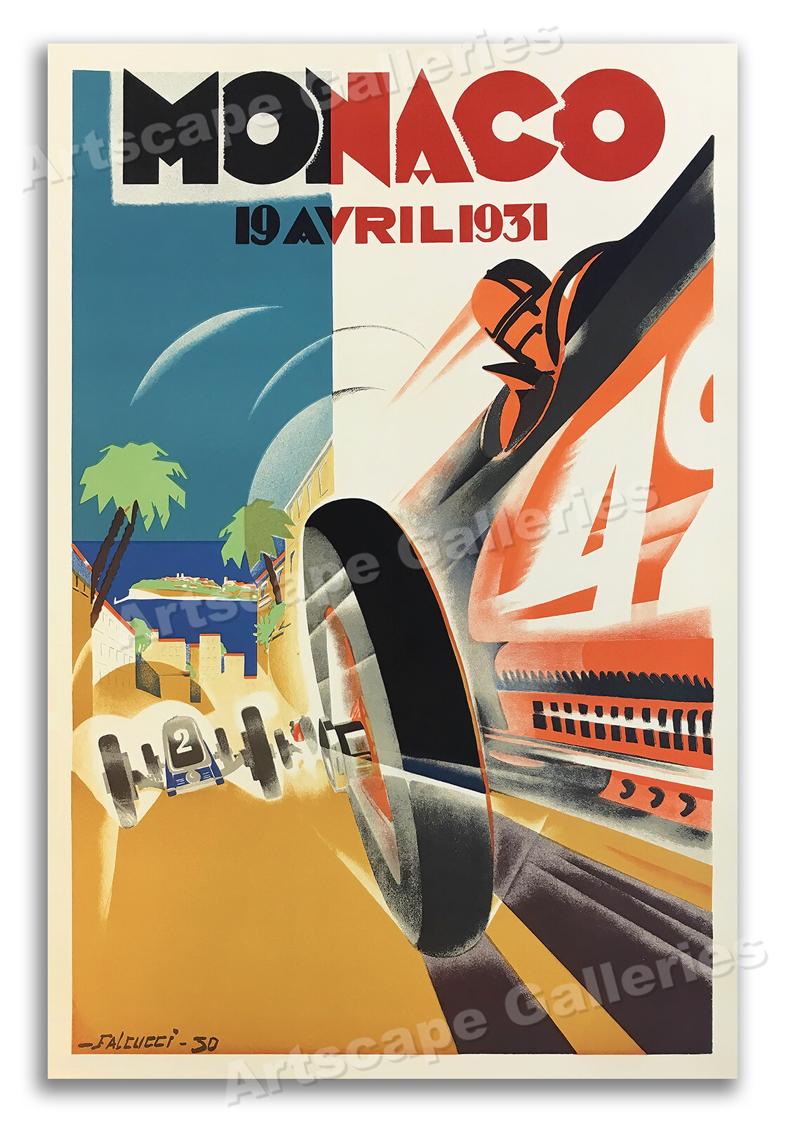 1931 Monaco Grand Prix Vintage Style Race Car Poster – 24×36
