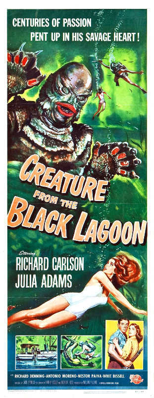 1954 CREATURE FROM THE BLACK LAGOON VINTAGE MOVIE POSTER PRINT STYLE F 36×14