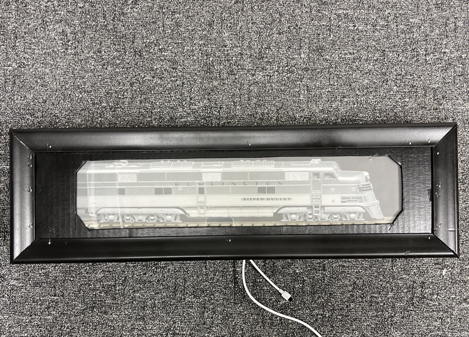 Custom Made Lighted Train Box Display Sign Burlington Silver Bullet Silver Strea