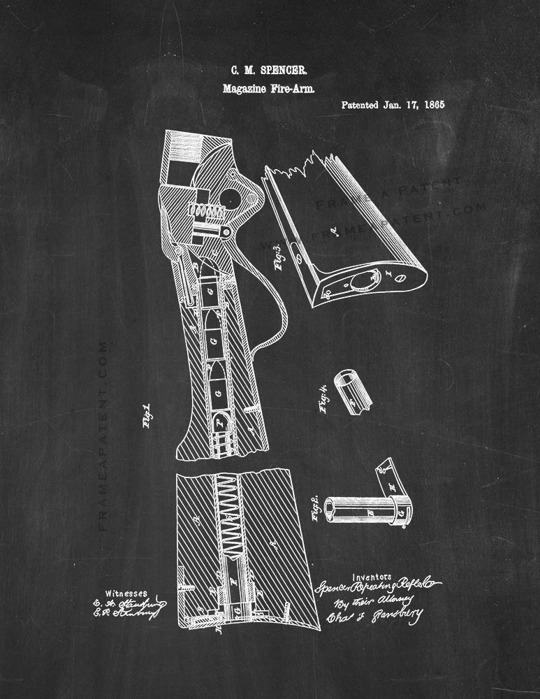 Magazine firearm Patent Print Chalkboard
