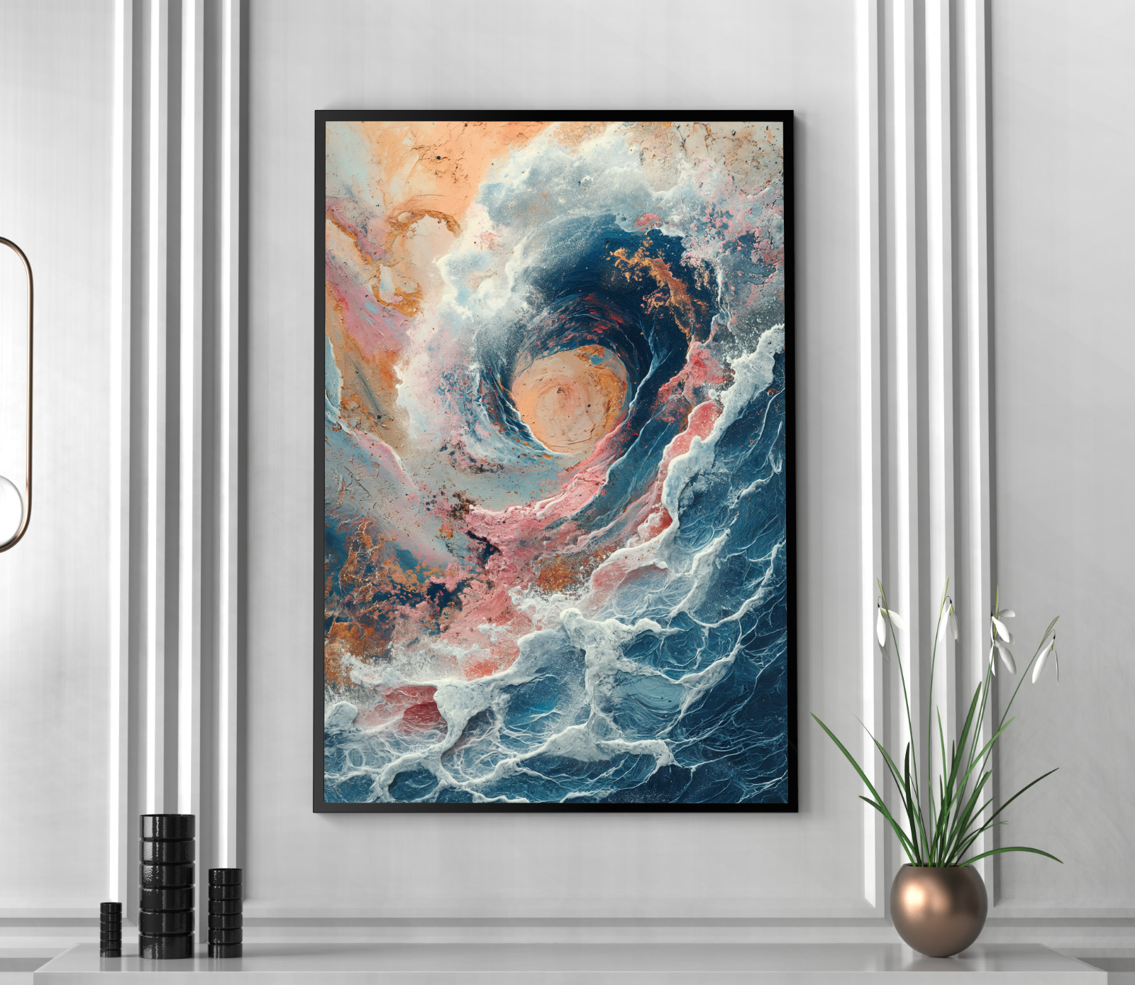 Colorful Waves Wall Art Print Canvas Poster Illustration Home Decor Painting