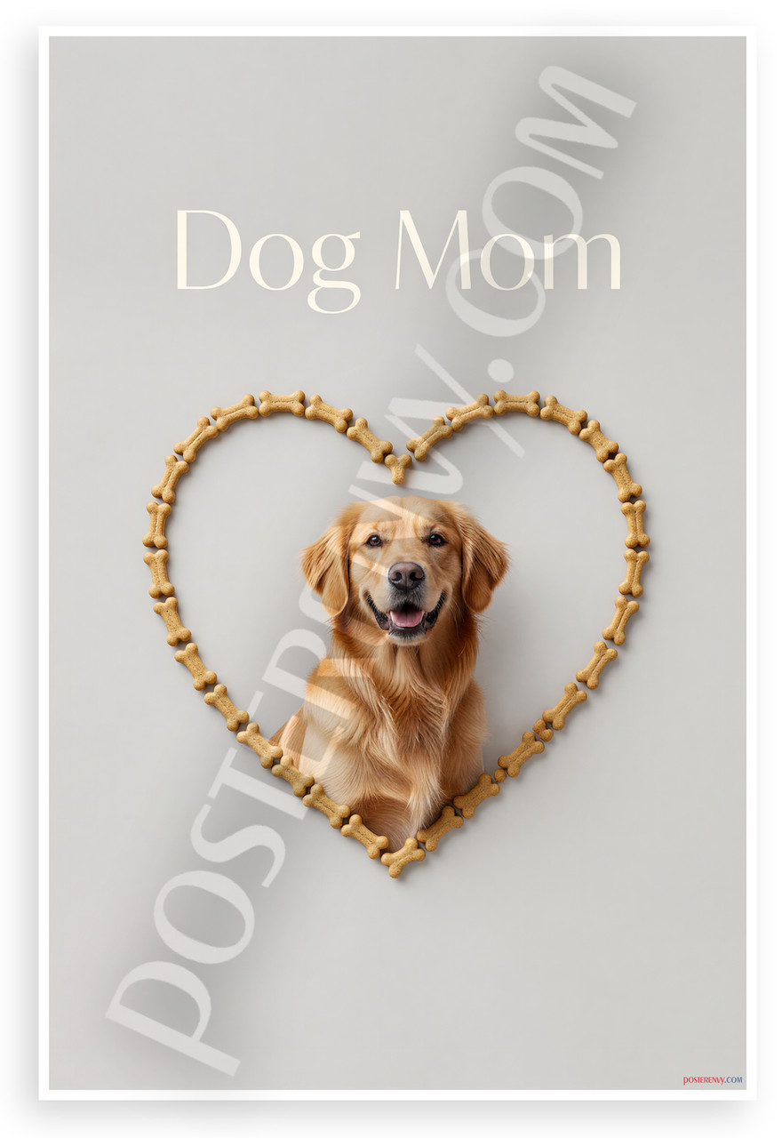 Golden Retriever Dog Mom Heart Bone Frame 12×18 Poster