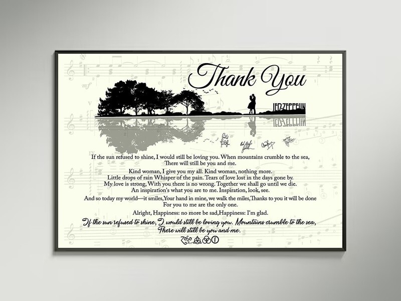 Thank you Lyrics Led Zeppelin Design Guitar Signed Gift Decor Art Print Poster