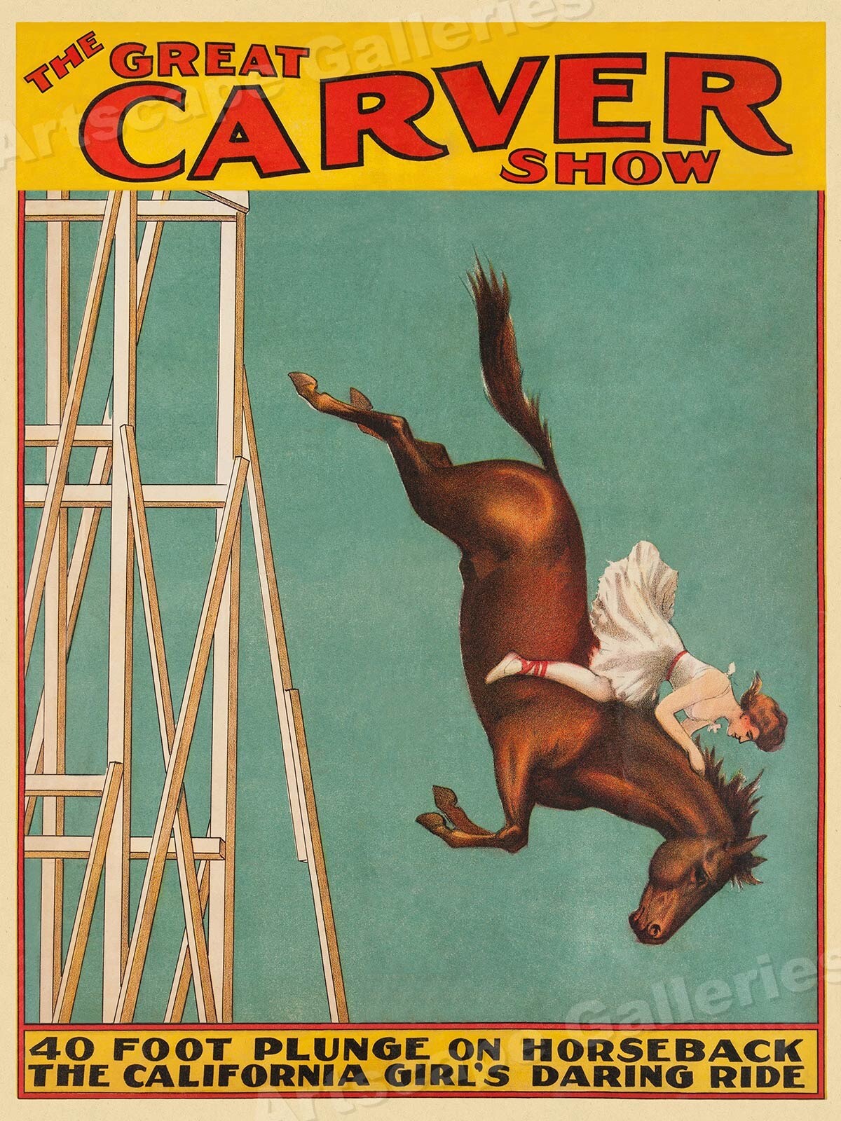 1920s Diving Horse Carver Show – Atlantic City Steel Pier Poster – 18×24