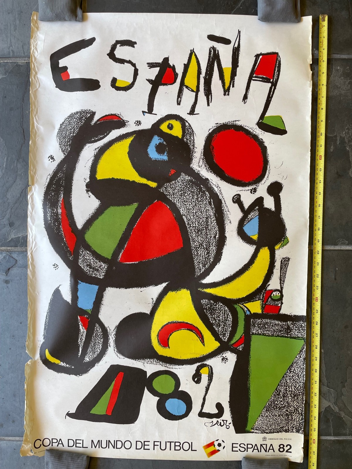 Original RARE 1982 ESPANA WORLD CUP Spain Soccer Poster Joan Miró FIFA