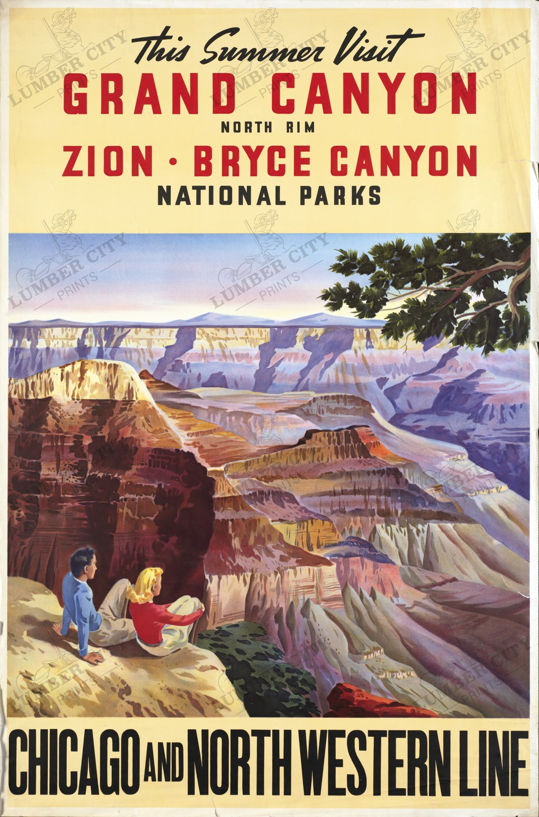 Grand Canyon Zion Bryce Parks Poster Chicago NW Line 1940 Vintage Wall Art