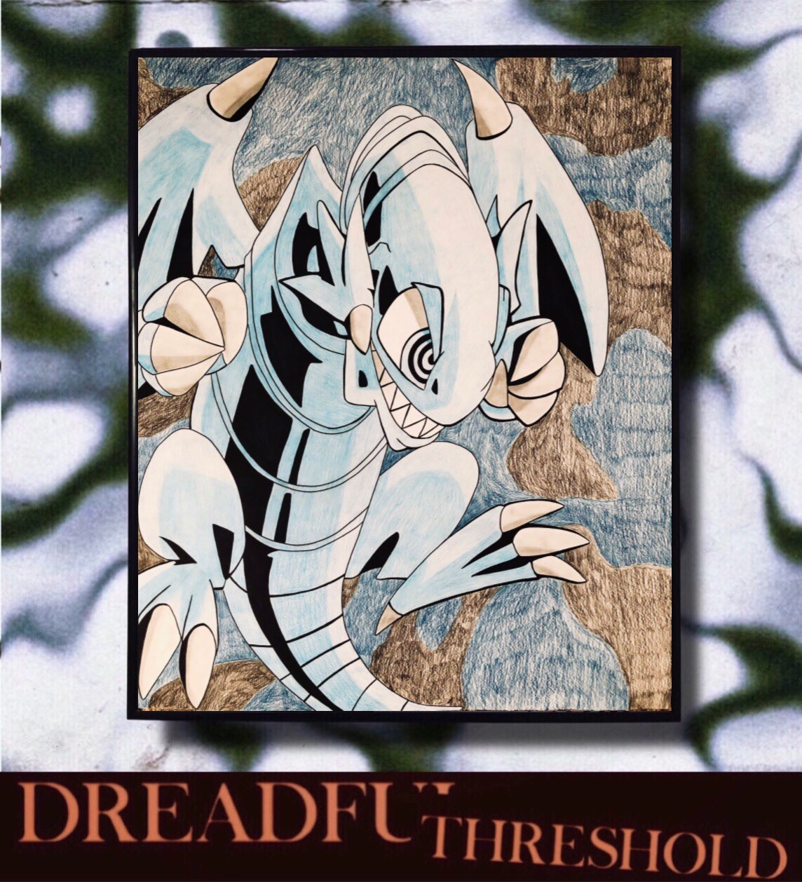 Hand-Drawn Vintage Yu-Gi-Oh! Anime Poster Wall Art Drawing (16×20) – Framed