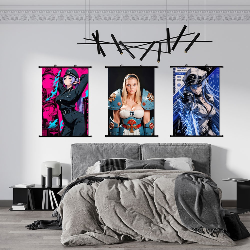 Anime Game Poster Lady in Armor HD Painting Wall Scroll Poster 60x90cm