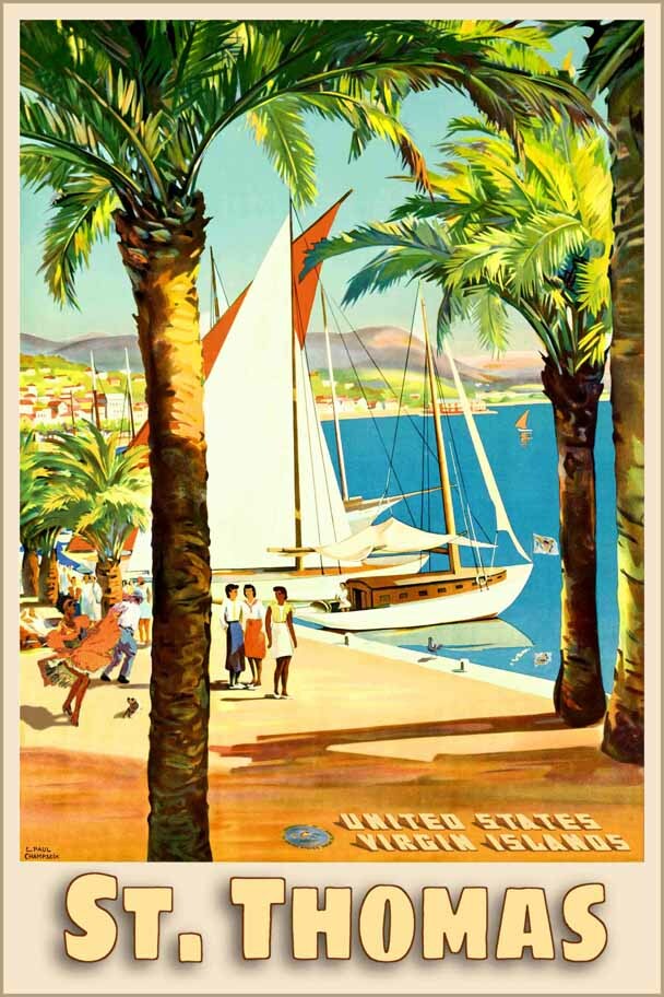 St Thomas Virgin Islands Tropical New Retro Travel Poster Champseix Art Print387