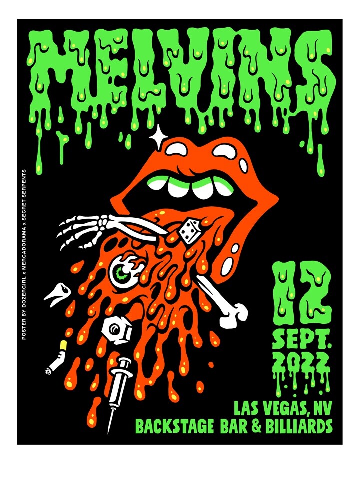MELVINS Las Vegas 2022 silkscreened poster by Dozergirl