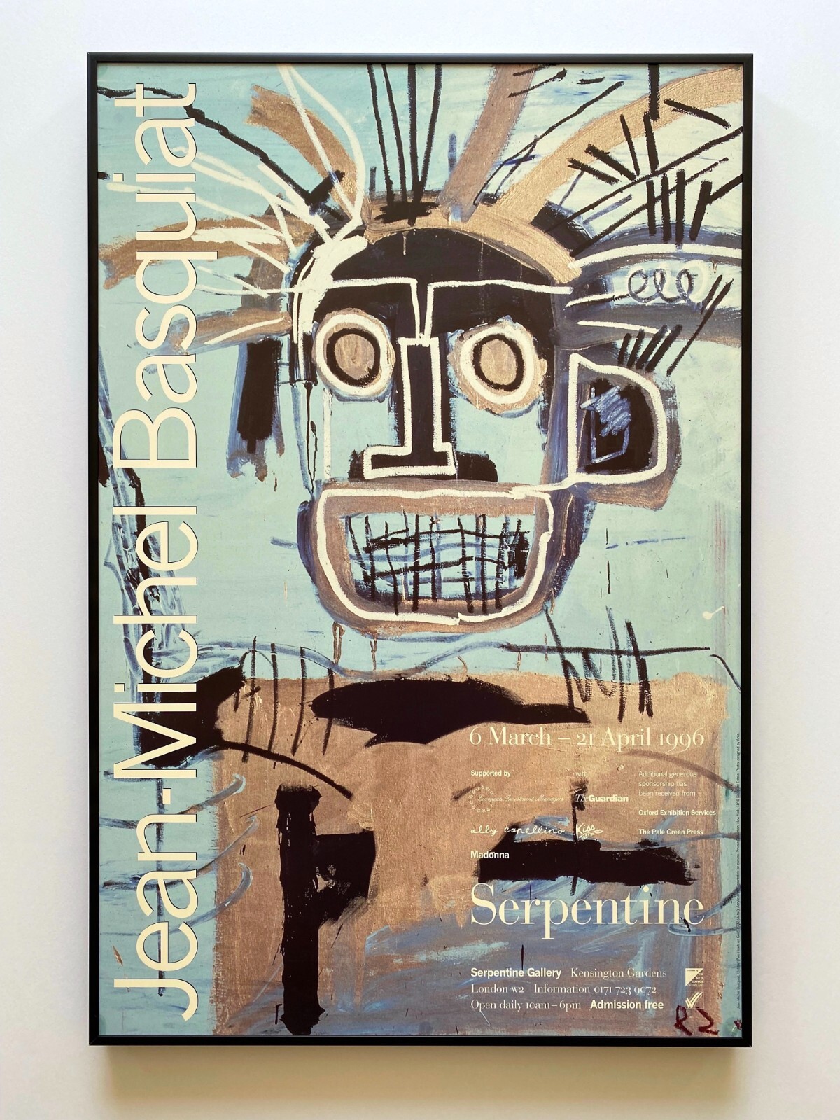 JEAN MICHEL BASQUIAT RARE 1996 FRAMED EXHIBITION POSTER “TWO HEADS ON GOLD” 1982