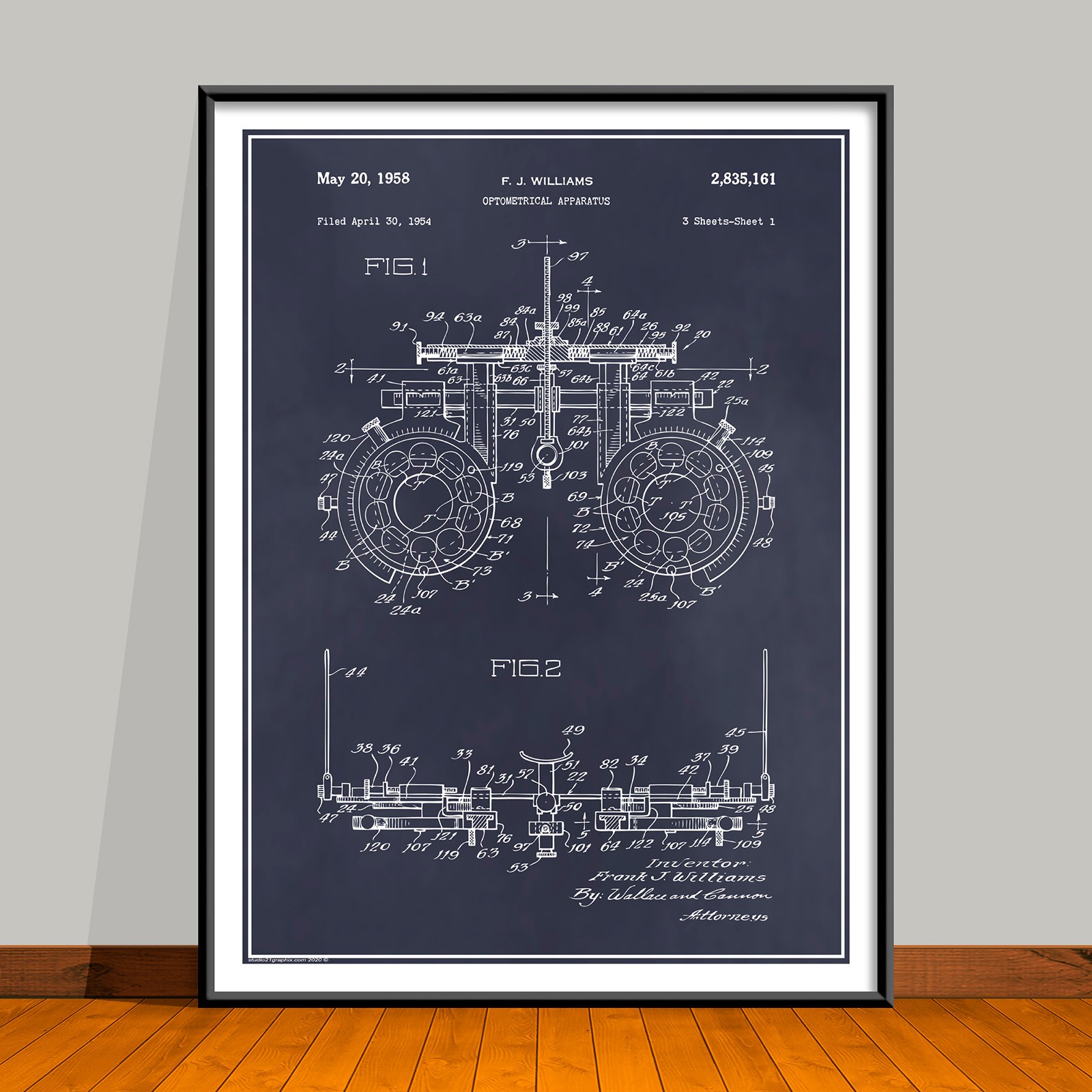 1954 Optometrical Apparatus Patent Print – Unframed
