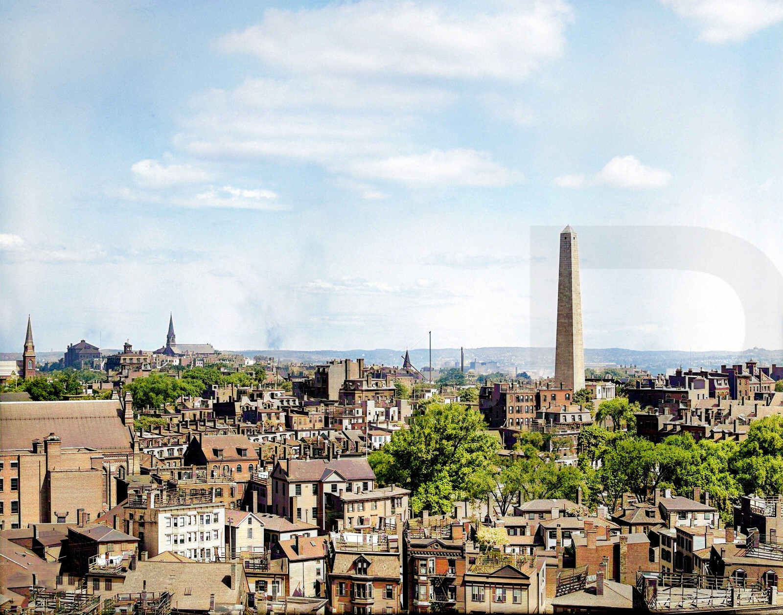 1890s Boston, Massachusetts. Charlestown & Bunker Hill 14 x 11″ Photo Print