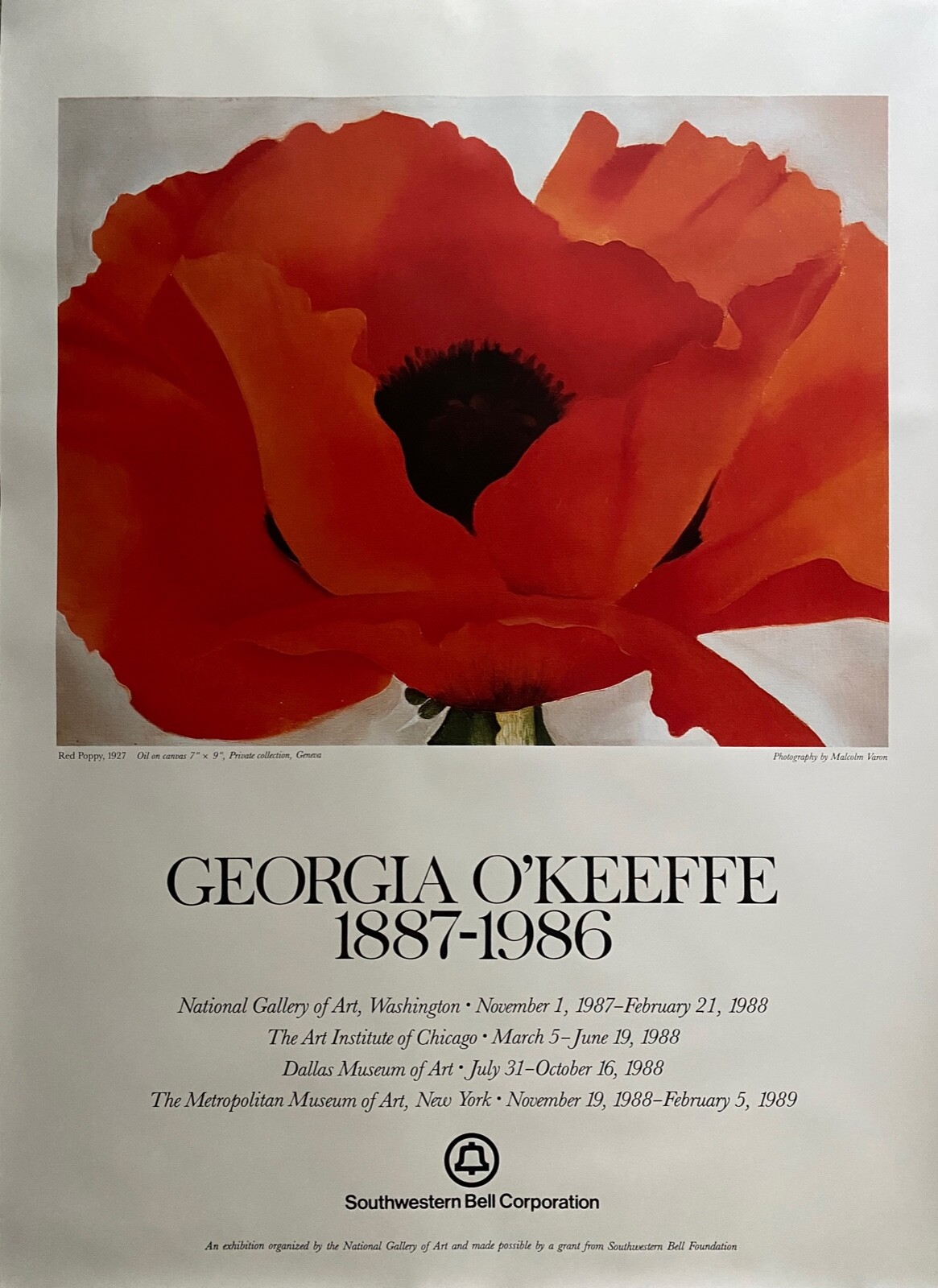 Georgia O’Keefe Exhibition Poster 1987 Very Large and Very Rare 4 city ExHB Post