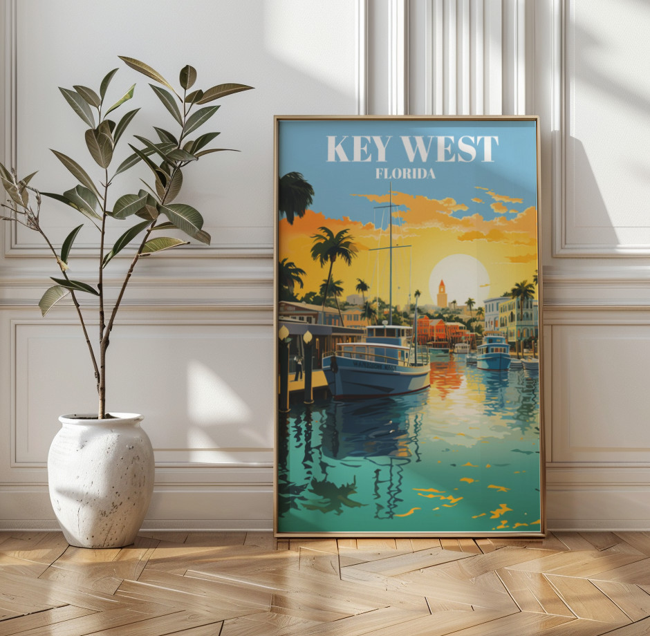 Key West Travel Print Wall Art, Key West Wall Travel Poster