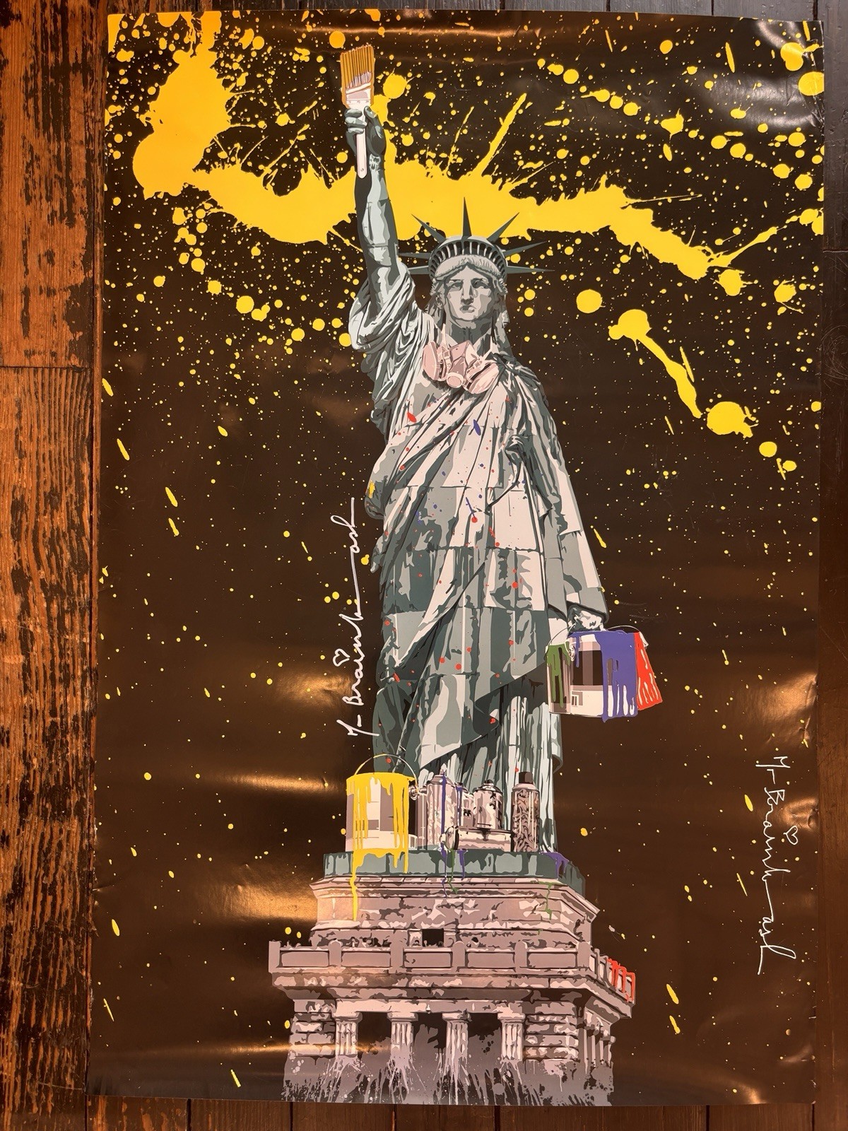 Mr. Brainwash Signed Statue of Liberty Lithograph poster Art Print 24 x36. 2010