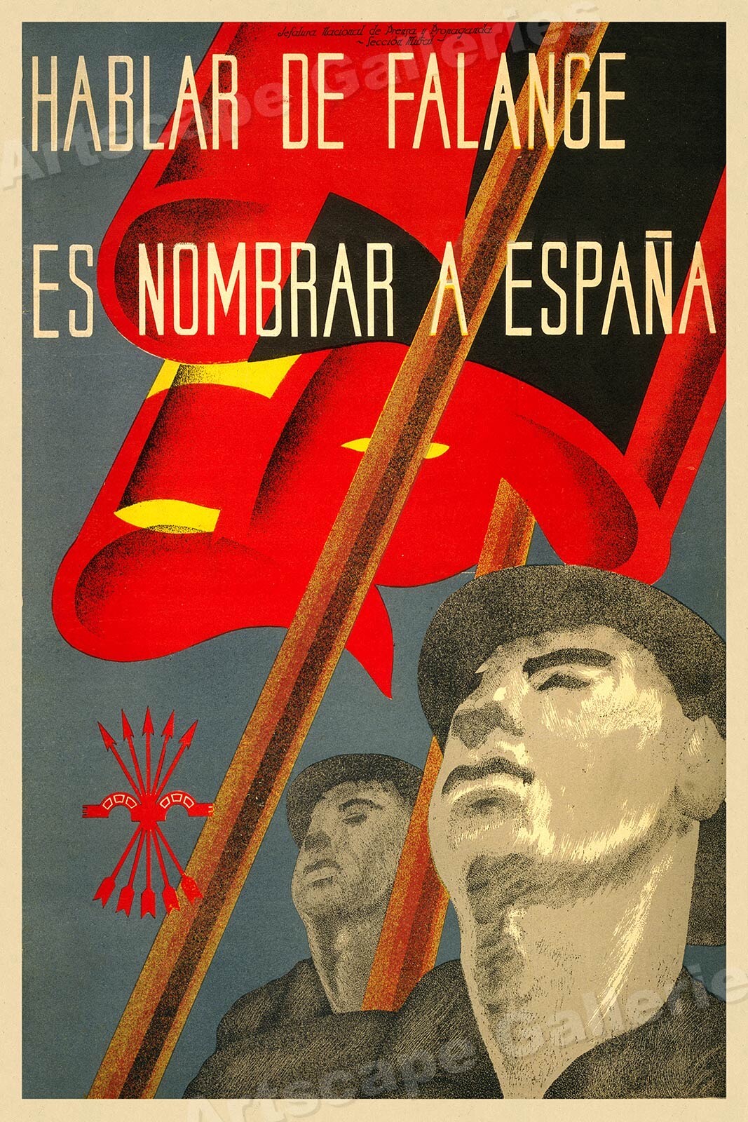 “Falange is Spain” 1930s Spanish Civil War Poster – 24×36