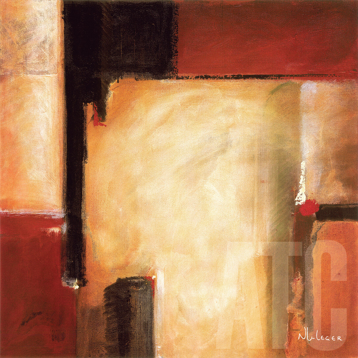 36W”x36H” WEST by NOAH LI-LEGER – BEIGE YELLOW OCHRE RED CHOICES of CANVAS