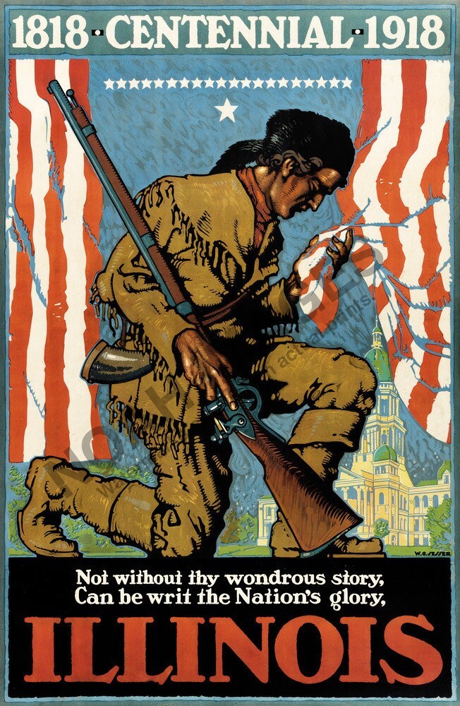 Illinois Centenial event travel poster 16×24
