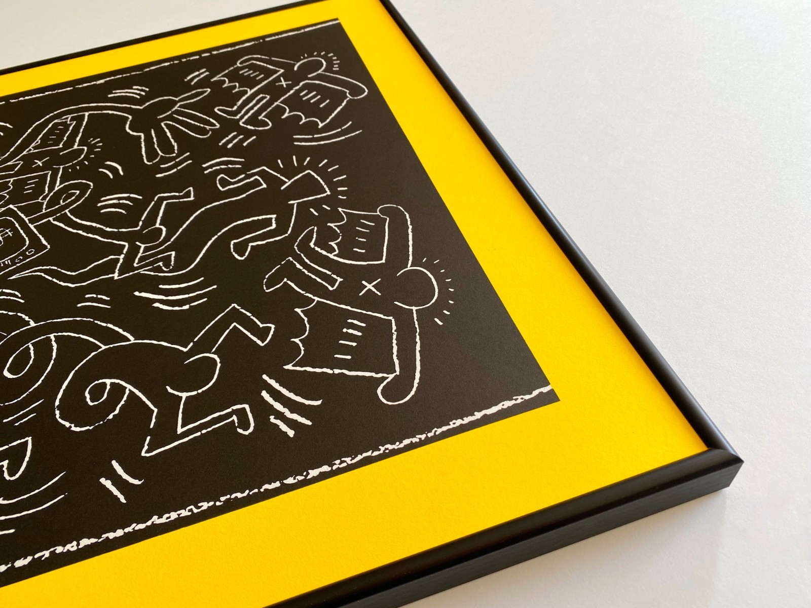 KEITH HARING RARE 1990 LITHO PRINT FRAMED POP ART EXHIBIT POSTER “UNTITLED” 1985