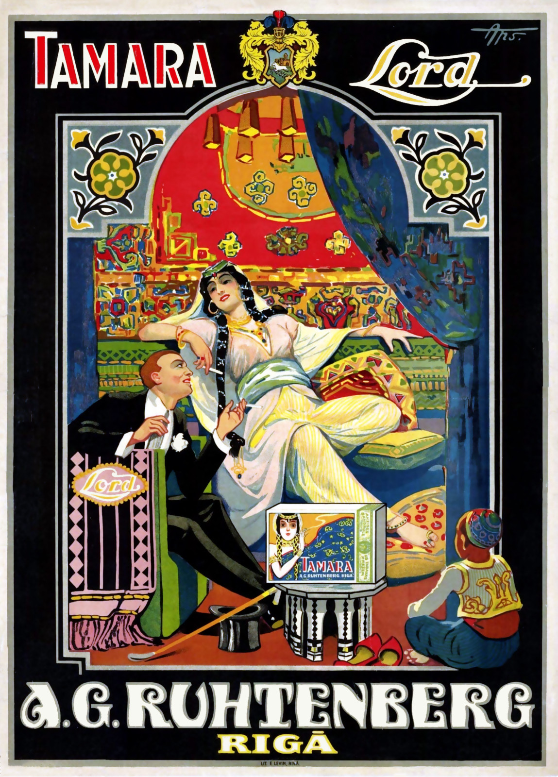 Vintage Tamara Lord Cigarettes Poster 24×36 Art Deco Riga Tobacco Ad Wall Art