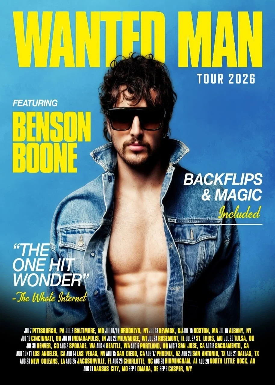 Benson Boone Wanted Man Tour 2026 Concert Dates Poster Unframed
