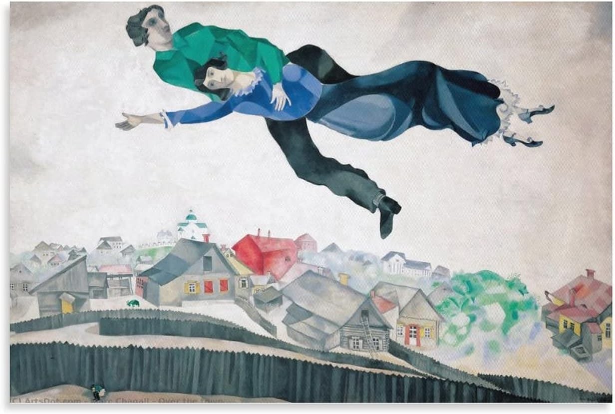 Over The Town By Marc Chagall Poster Cubism Art Poster Landscape Decorations