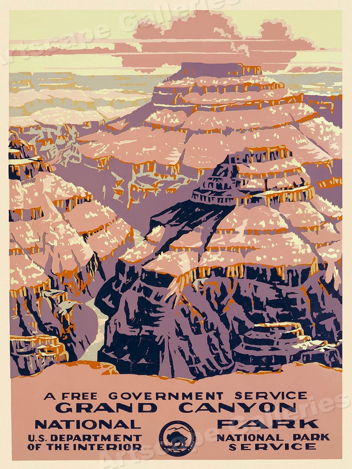 1938 Grand Canyon National Park – Vintage Style WPA Travel Poster – 18×24